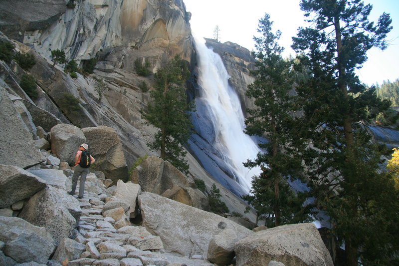 Mist trail and Nevada Fall.