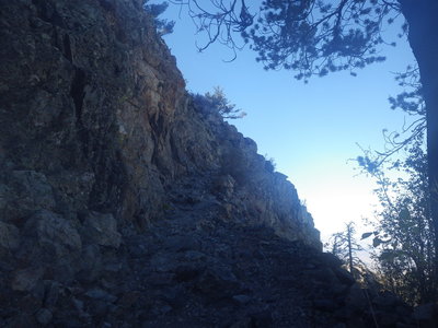 Rocky, exposed trail just below the summit of Mt. Wrightson
