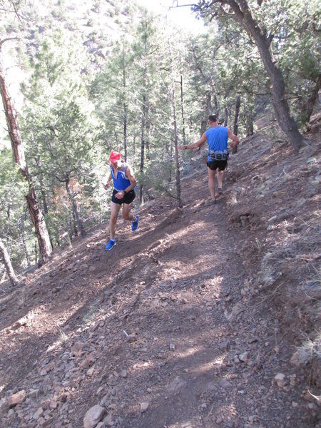 Negotiating one of 30 switchbacks on La Piedra trail