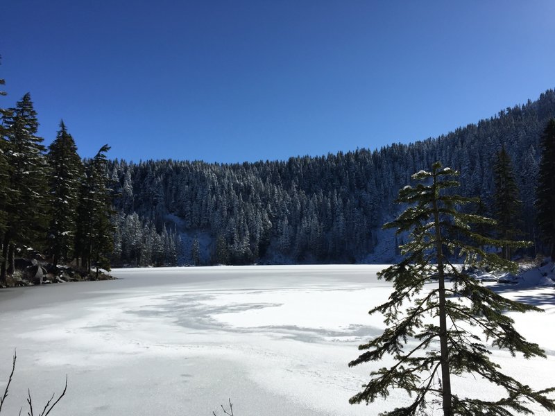 Mason Lake covered in snow