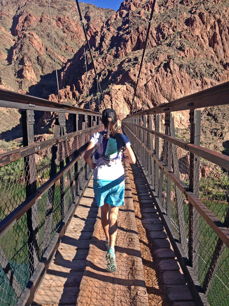 Running across the first bridge