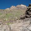 The view up the 1st gully. This one is less steep and loose than the 2nd.