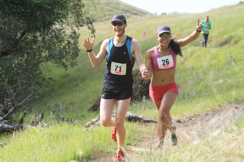 These runners are just about to cross the finish line at Madrone Grove in Mt. Tam State Park.