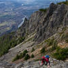 The exposed scrambling to the true summit of Mount Si - caution advised! Fun if you know what you're doing, but it would be very unpleasant if wet.