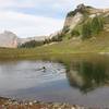 Cooling off with a swim after hiking up to Yellow Aster Butte