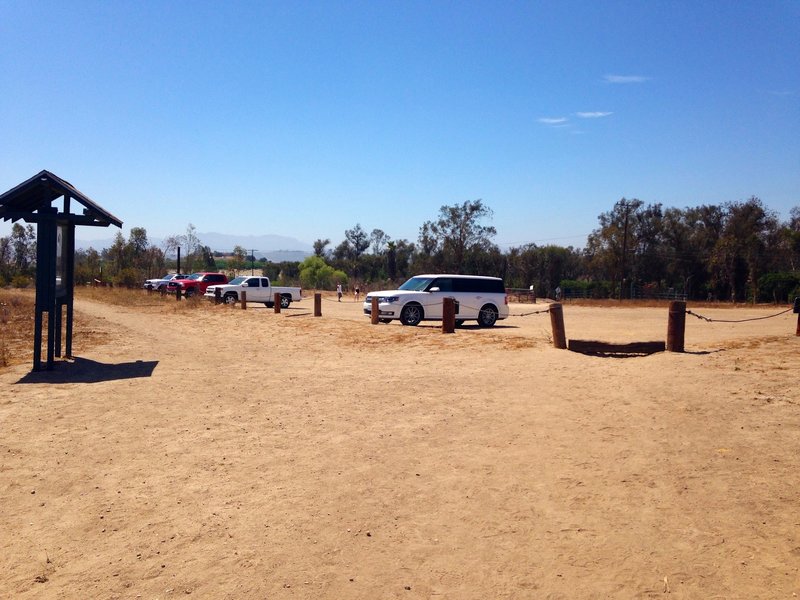 The parking lot. Plenty of spaces and easy access. Many times you'll see horse trailers parked as the first part of the trail is a favorite for equestrians.