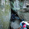 Exploring a sweet cave on Juniper Canyon.