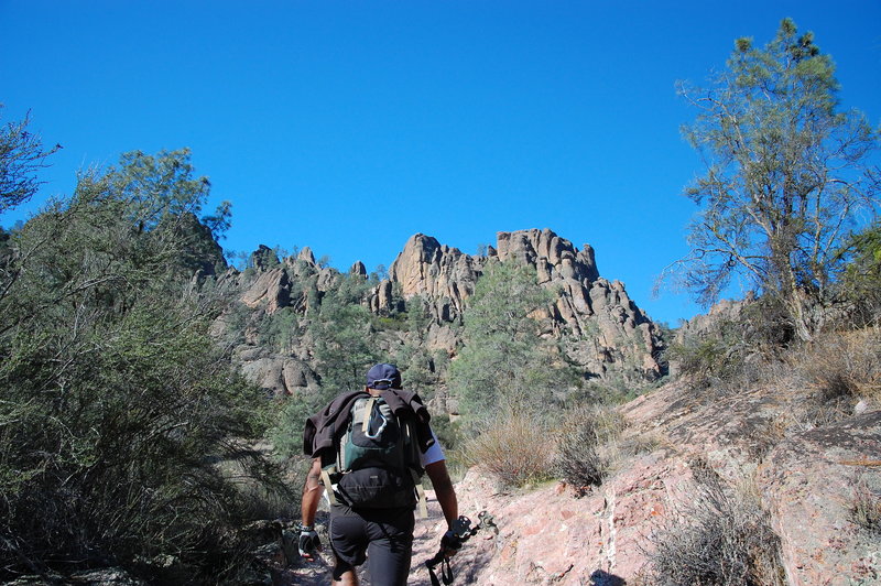 Heading up Bench Trail.