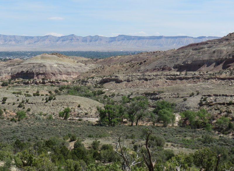 A great view across the Grand Junction valley to the Bookcliff Mountains.