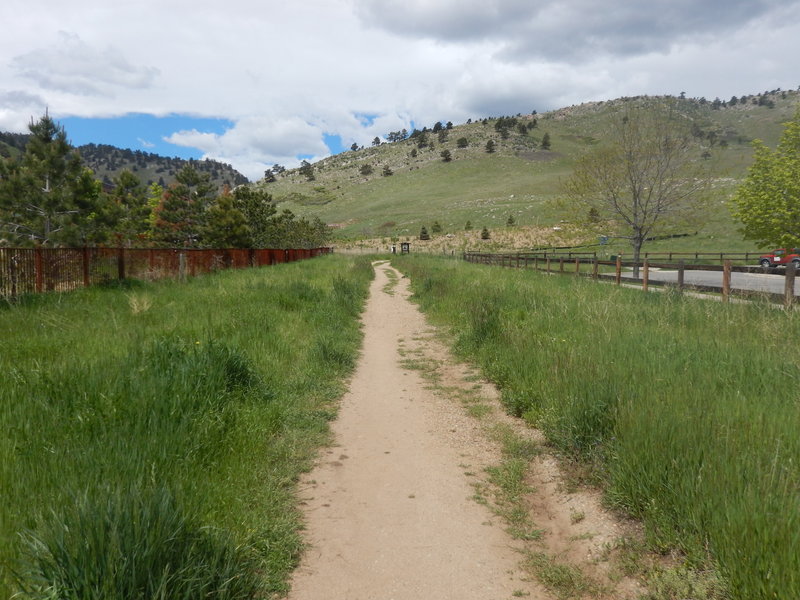 This section of the Foothills North Trail runs between two fencelines