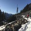 Snow among the scree.