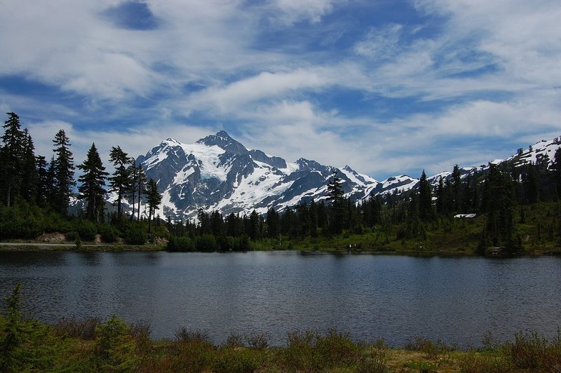 Mt. Shuksan behind the Mt. Baker Lodge Lakes.