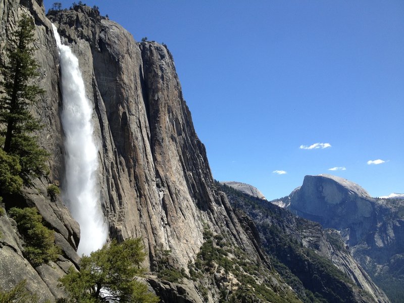 Yosemite Falls with Half Dome in the background.