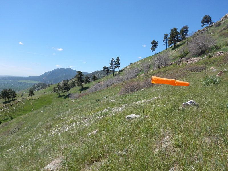 Windsocks indicate one of the glider launching areas