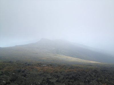 Descending from Mt. Washington summit, looking south towards Lakes of the Clouds Hut.