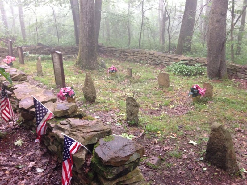 Just off the trail, a cemetery is maintained and still visited. A piece of history of the area.