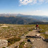 Hiker on Rocky Mountain National Park Flattop Mountain trail