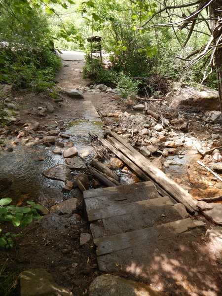 As of 2015, the stream crossing is still washed out from the 2013 flood.