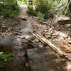 As of 2015, the stream crossing is still washed out from the 2013 flood.