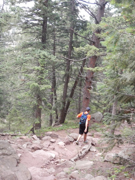 This part of the Saddle Rock Trail is rocky and steep