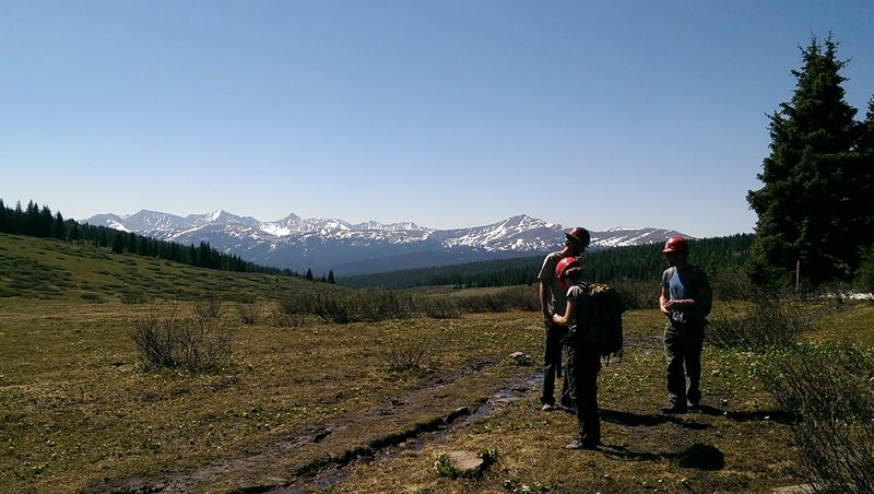 Some park personnel assessing the trail conditions