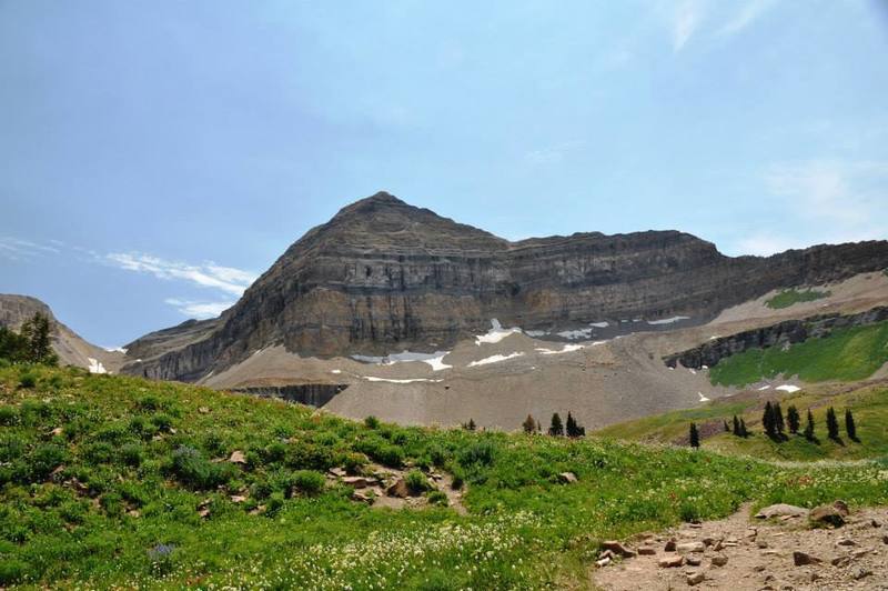 Looking up at the summit.