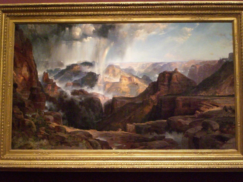 The famous Thomas Moran painting "Chasm of the Colorado" that was painted in 1873 as a compilation of many views including from Dutton Point.  Does it match what you can see from here?  (photo by Andrew Kuchling)