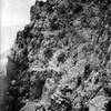 Men leading mules down the Old Bright Angel trail, circa 1905.  (photo by NPS Kolb brothers)