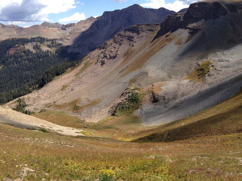 Sharkstooth Trail crossing a talus field.