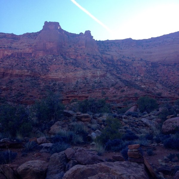 Looking back up at the Gooseberry Trail from the wash.