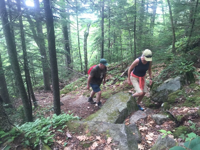 Making the way up some of the rockier switchbacks on Copple Crown.