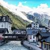 View of Chamonix and Mont Blanc from the end of the Promenade du Froi