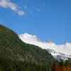 Looking up at the French mountains.