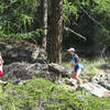 USA and Italia run the singletrack of the Bahnweg above the railway during the World Long Distance Mountain Running Championship