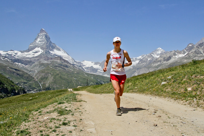 The big climb to Riffelberg with the Matterhorn in the background