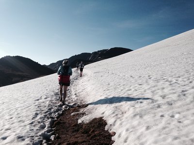 Crossing a snowfield