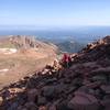 Crossing the upper scree field