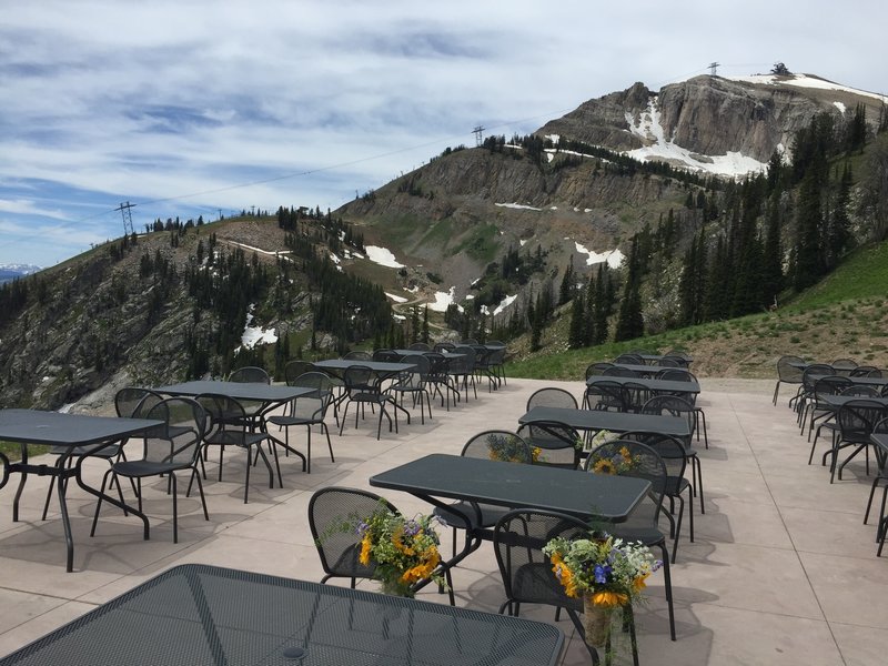 The "Deck" at the top of the Bridger Gondola, where the Wildflower and Cirque Trails intersect.