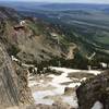 Looking down Corbet's Couloir near the top of the Cirque Trail