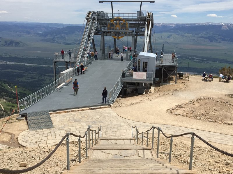 Top of the Jackson Hole Mountain Resort Aerial Tram, and finish area of the Rendezvous Mountain Hillclimb