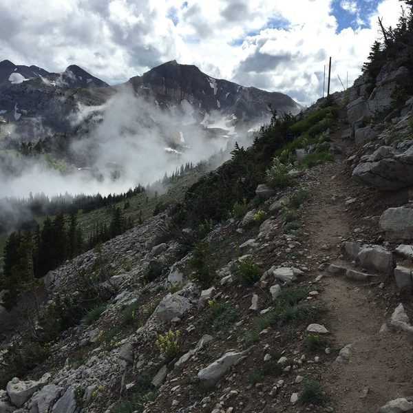 Looking across Rendezvous Bowl towards Cody Peak, near the top of the Cirque Trail