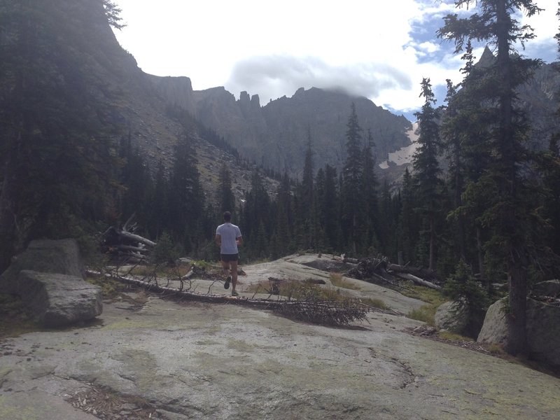 Following the rock cairns just past the split for Pawnee Pass.