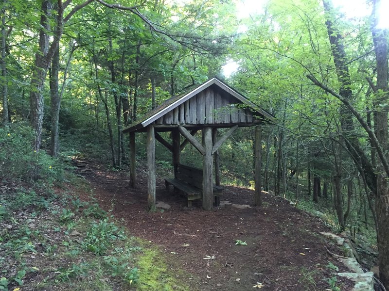 "Rest Shelter" used by local runners to indicate which section of McKay Hollow Trail they are on.