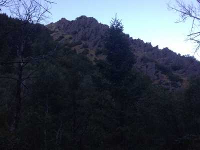 A view of the beautiful rocky ridge that exists about a mile and a half from the forest service gate.