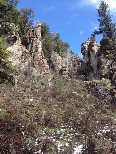 Some of the rock formations that can be seen from the Richards Hollow trail.