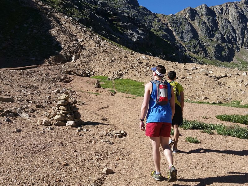 Follow the cairns to the beginning of the last climb.