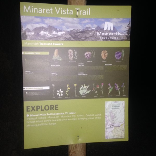 Mineret Vista trailhead sign.