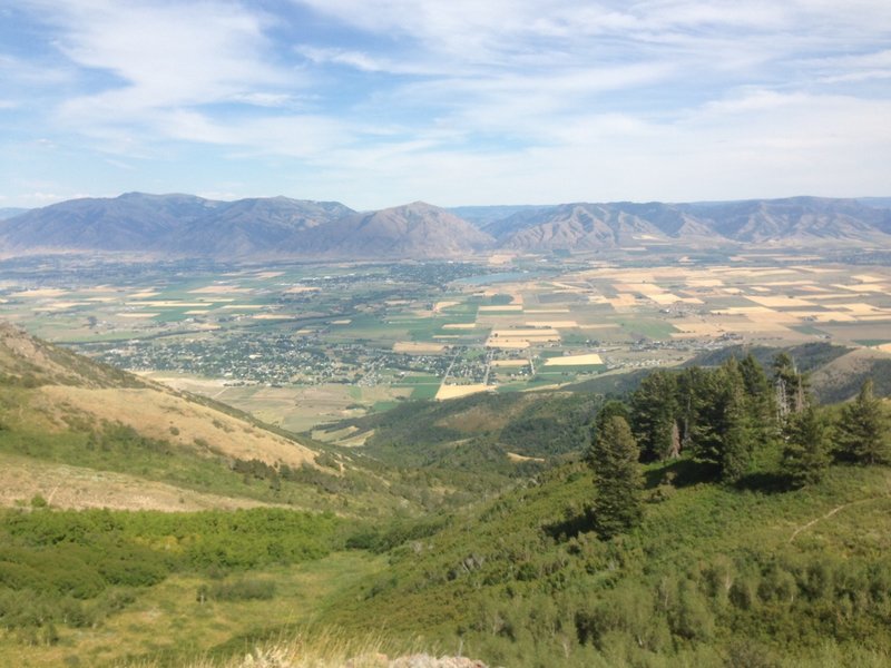 A view of southern Cache Valley, Hyrum Reservoir and Blacksmith Fork Canyon from the trail up from Rattlesnake