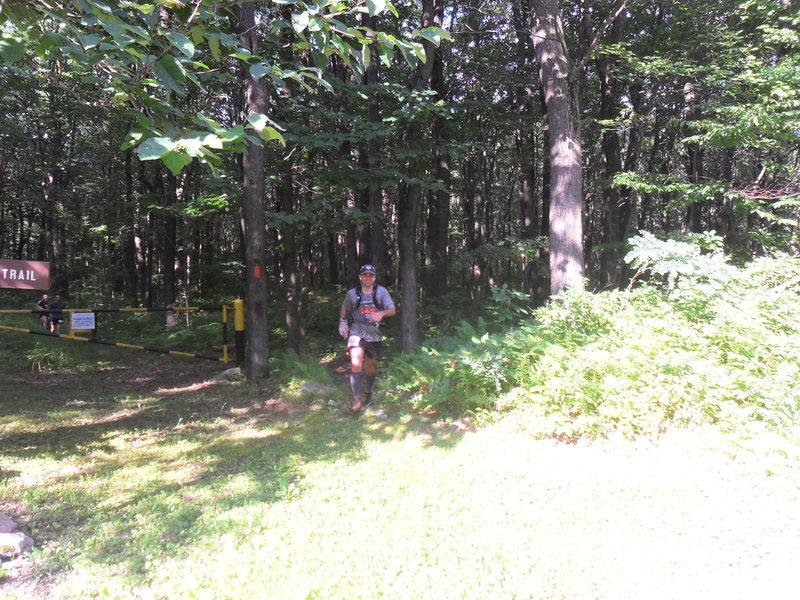 Crossing Skyline Drive at mile 8 (approx.) of LTT during the 2015 Lost Turkey Trail Ultra.