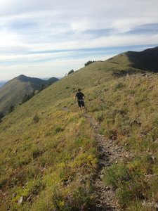 The trail as it crosses and descends around the backside of Mendon Peak